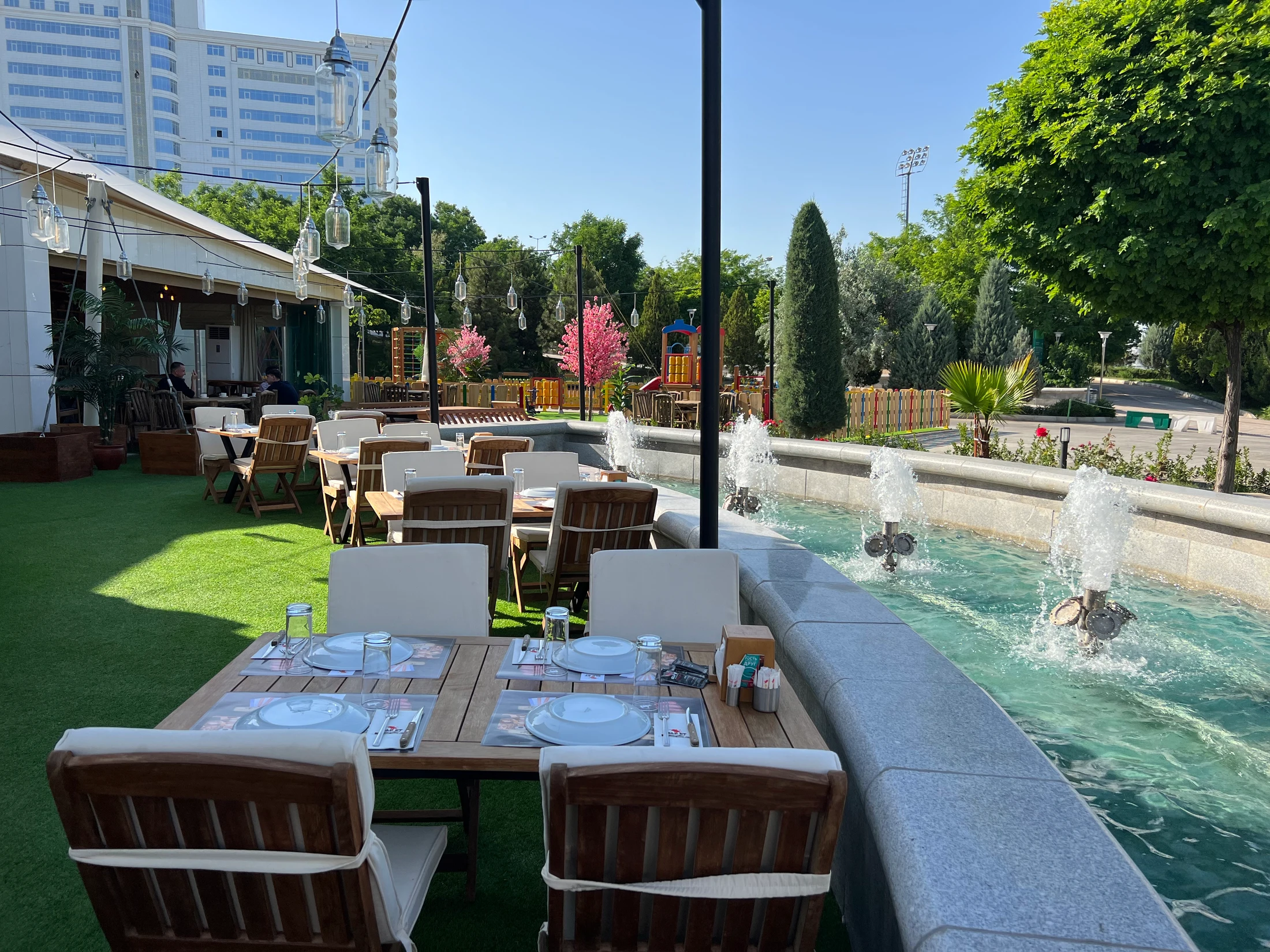 The terrace · Open-air dining, at your own pace.